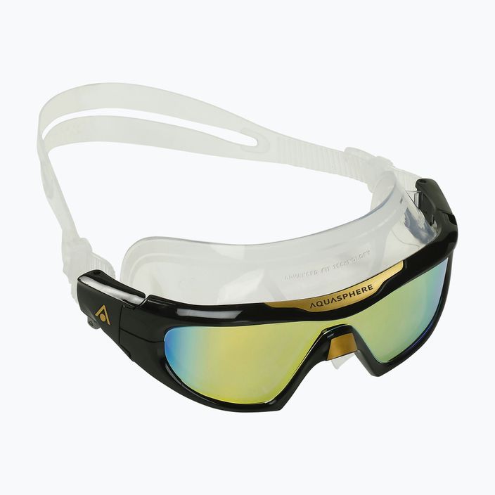 Maschera da nuoto in titanio trasparente/oro Aquasphere Vista Pro 3