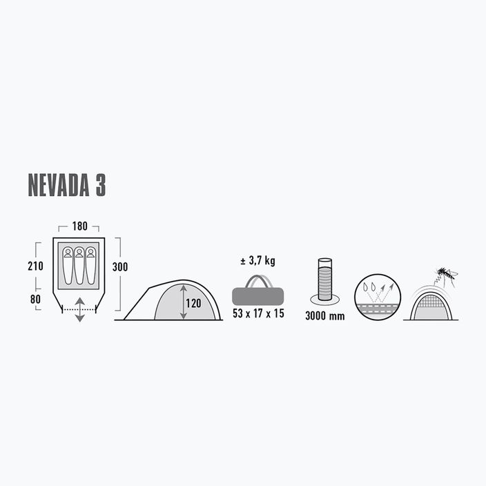 Tenda da campeggio High Peak 3 persone Nevada 3 grigio nimbus 10