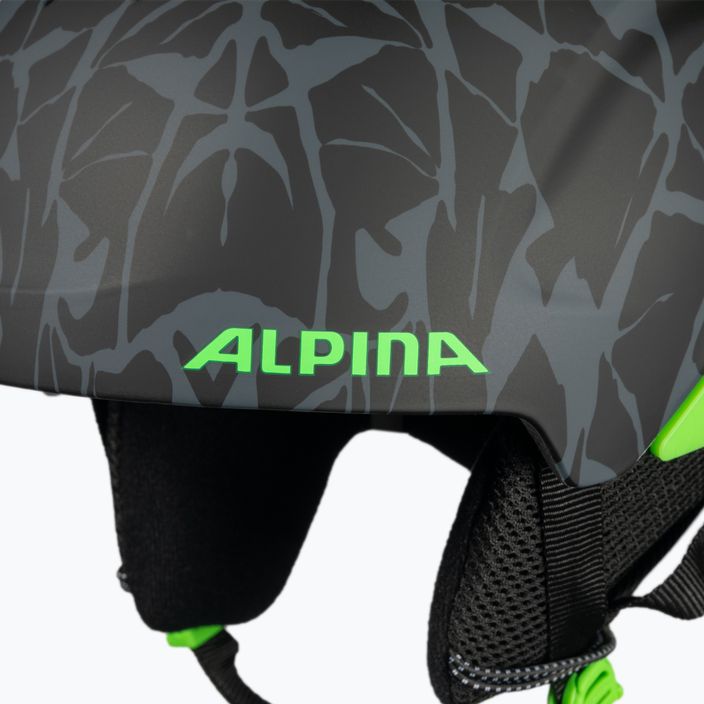 Casco da sci Alpina Pizi per bambini nero/verde camo opaco 9