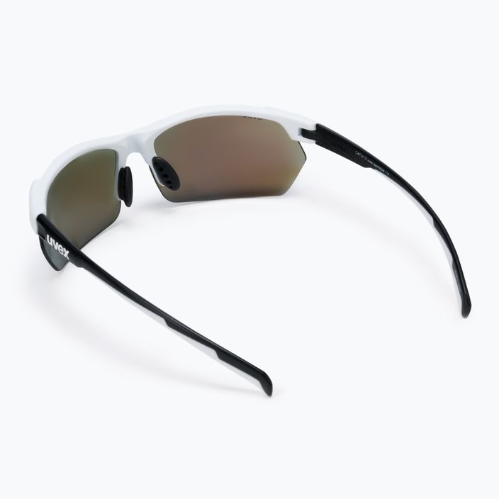 UVEX Sportstyle 114 Set di occhiali da sole bianco nero opaco/blu specchiato/arancione trasparente 2