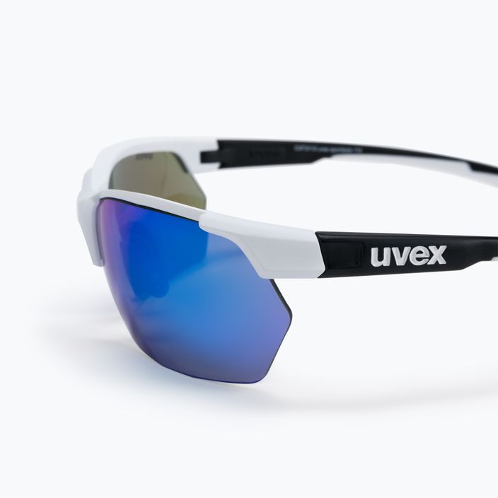 UVEX Sportstyle 114 Set di occhiali da sole bianco nero opaco/blu specchiato/arancione trasparente 4