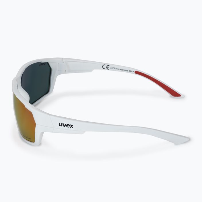 Occhiali da sole UVEX Sportstyle 233 P bianco opaco/polavisione rosso specchio 4
