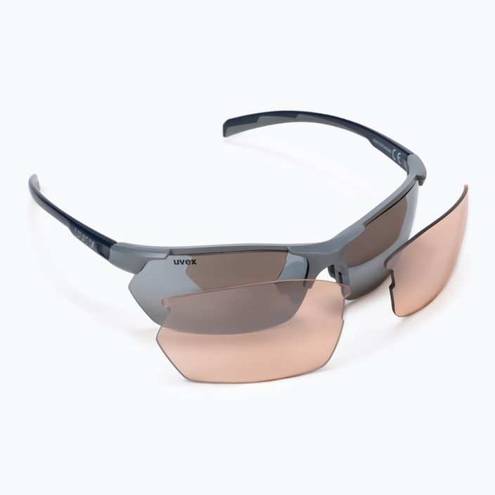 UVEX Sportstyle 114 Set occhiali da sole rhino deep space mat/litemirror argento/arancio 6