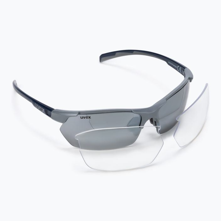 UVEX Sportstyle 114 Set occhiali da sole rhino deep space mat/litemirror argento/arancio 7