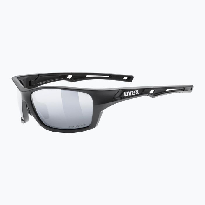 Occhiali da sole UVEX Sportstyle 232 P nero opaco/polavision argento a specchio 5