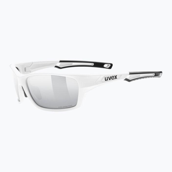 Occhiali da sole UVEX Sportstyle 232 P bianco opaco/polietilene specchiato argento 5