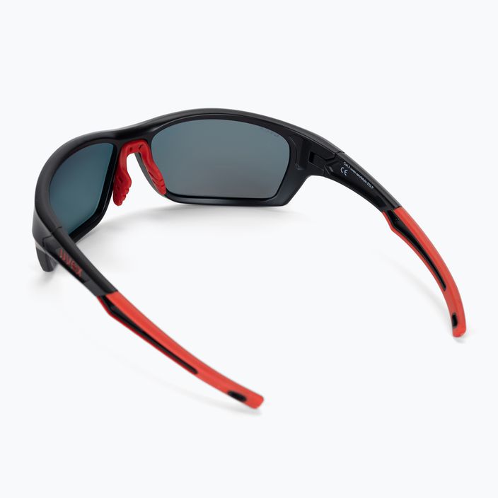 Occhiali da sole UVEX Sportstyle 232 P nero opaco rosso/polavision rosso specchio 2