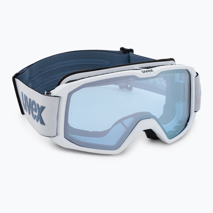 UVEX Elemnt FM occhiali da sci bianco opaco/argento specchiato blu