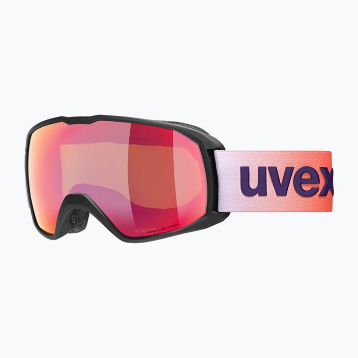 UVEX Xcitd CV occhiali da sci nero opaco/specchio scarlatto/verde colorvision