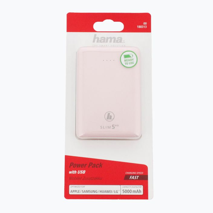 Hama Slim 5HD Power Pack 5000 mAh rosa 1883130000