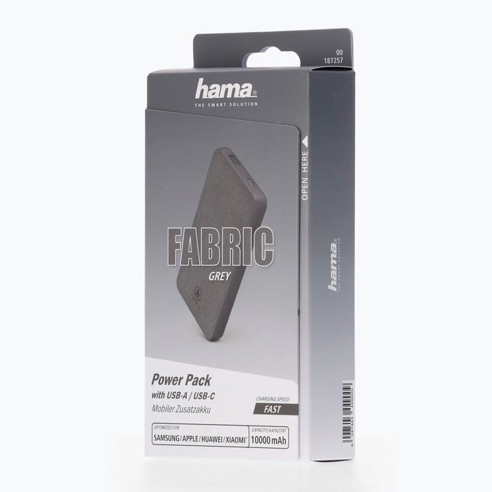 Powerbank Hama Fabric 10 Power Pack 10000 mAh grigio 1872570000