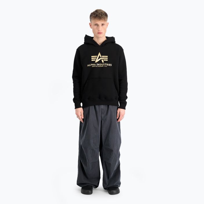 Felpa Alpha Industries Basic Carbon Hoody nero/oro da uomo 2