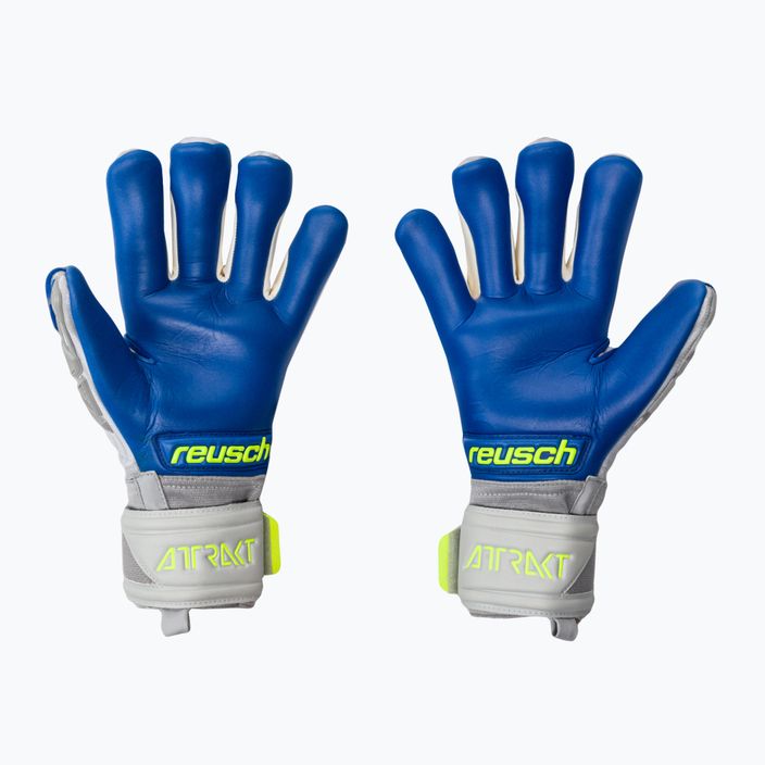 Reusch Attrakt Freegel Gold Finger Support Guanti da portiere grigio vapore/giallo sicurezza/blu scuro 2