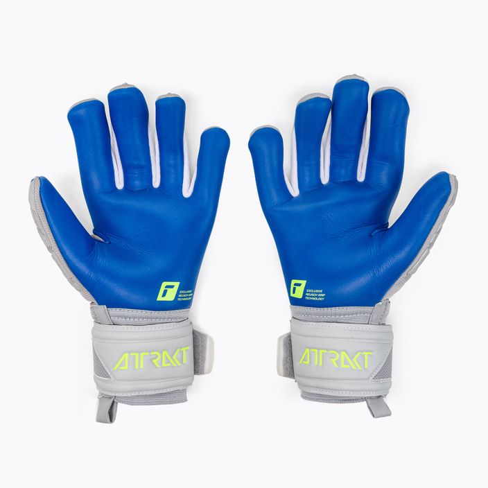 Reusch Attrakt Freegel Silver Finger Support Guanti da portiere grigio vapore/giallo sicurezza/blu scuro 2