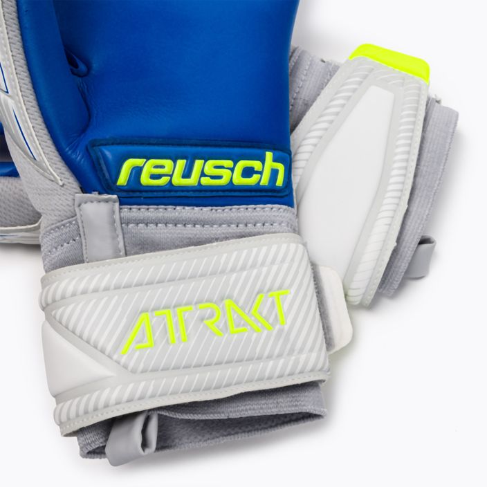 Guanti da portiere Reusch Attrakt Grip Evolution Finger Support grigio vapore/giallo sicurezza/blu scuro 4