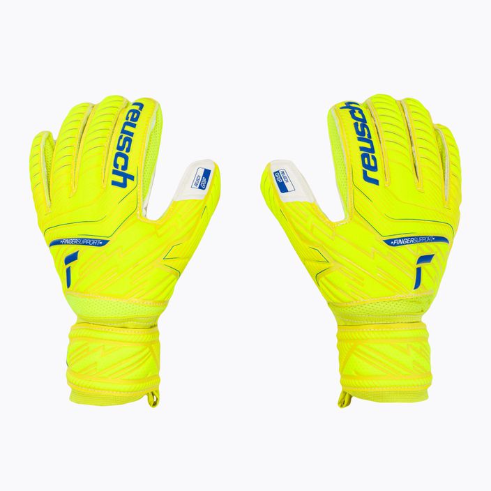 Reusch Attrakt Grip Finger Support guanto da portiere di sicurezza giallo/blu scuro/bianco