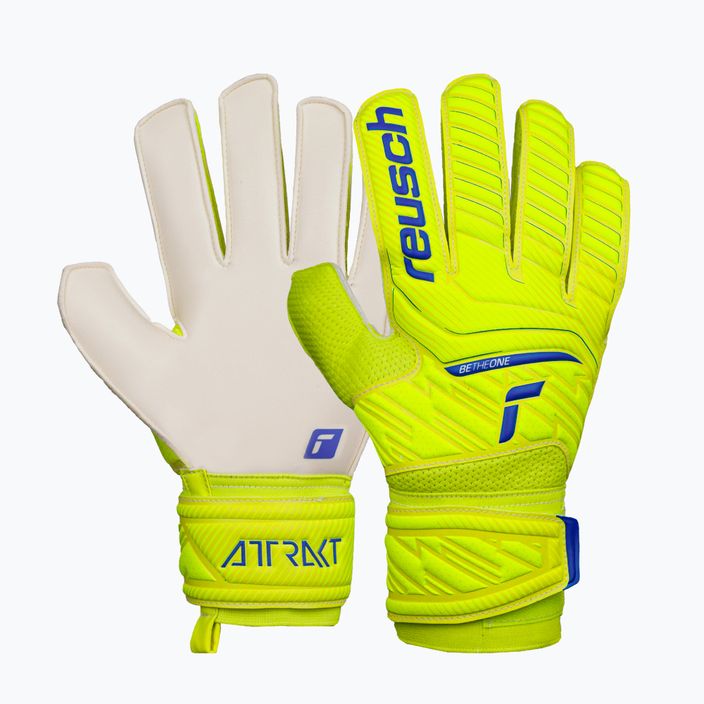 Reusch Attrakt Solid guanti da portiere di sicurezza giallo/blu scuro/bianco 5