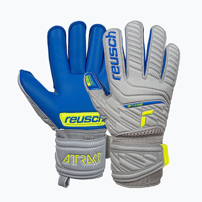 Reusch Attrakt Silver Roll Finger guanti da portiere per bambini grigio vapore/giallo sicurezza/blu scuro 5