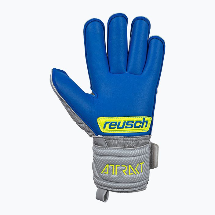 Reusch Attrakt Silver Roll Finger guanti da portiere per bambini grigio vapore/giallo sicurezza/blu scuro 8