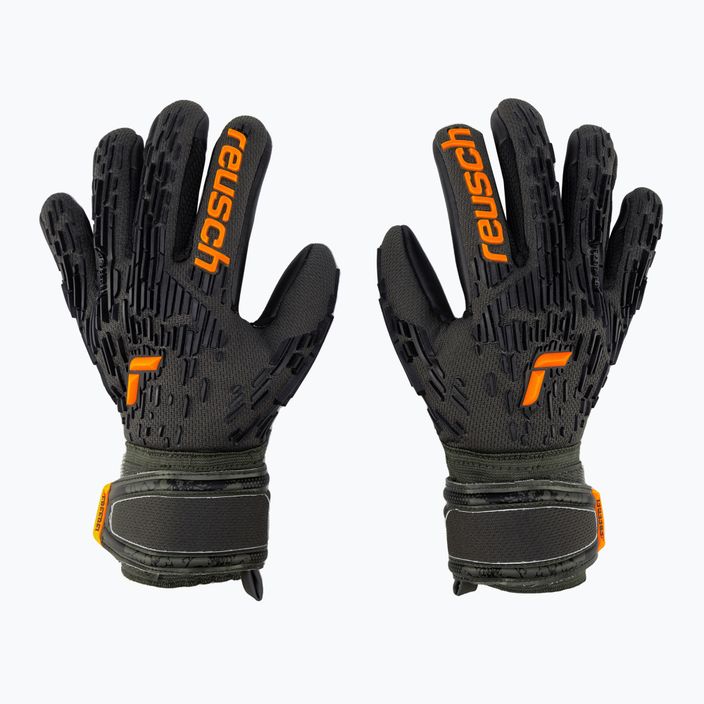 Reusch Attrakt Freegel Silver Finger Support guanti da portiere per bambini verde deserto/arancio