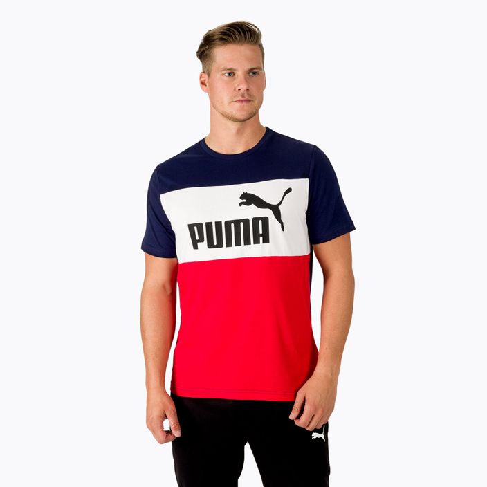 Maglietta da allenamento da uomo PUMA ESS+ Colorblock peacoat