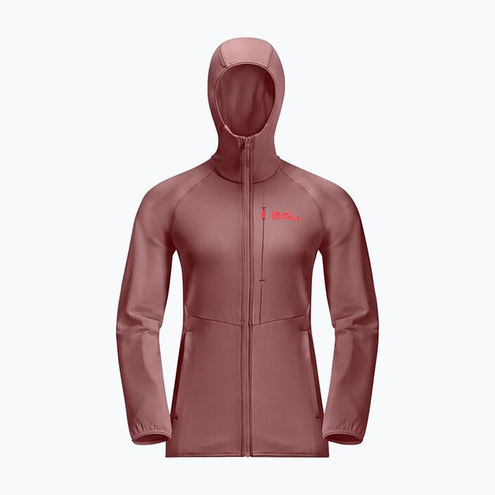 Jack Wolfskin giacca in pile da donna Kolbenberg con cappuccio Fz rosso minerale 2