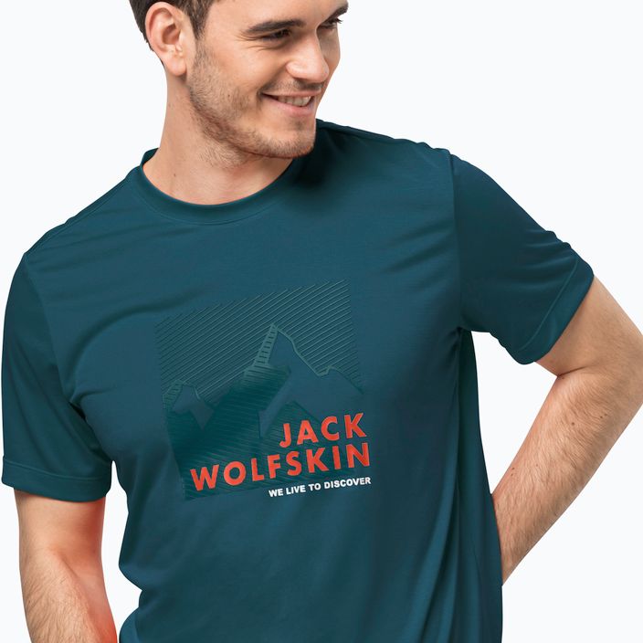 T-shirt Jack Wolfskin Hiking Uomo Graphic blu corallo 3