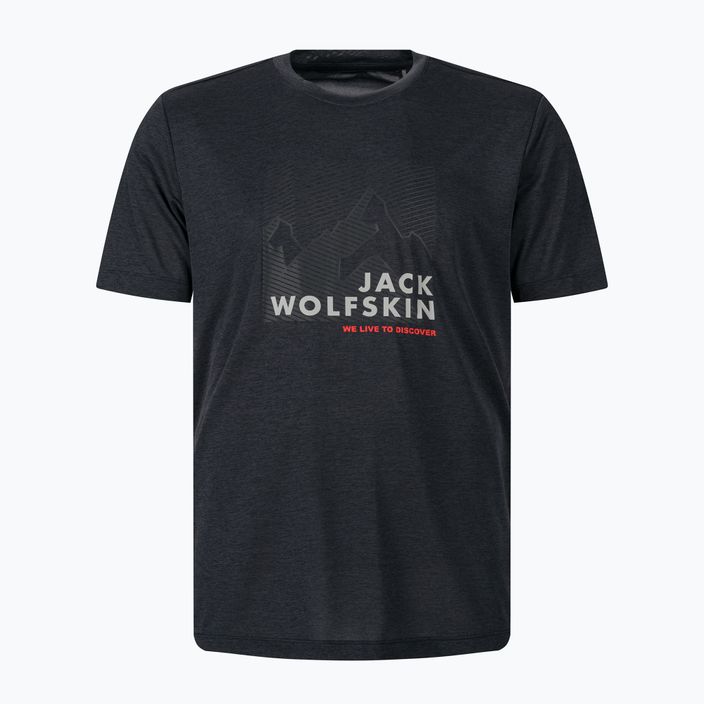 Maglietta Jack Wolfskin Hiking Graphic ebano da uomo 4
