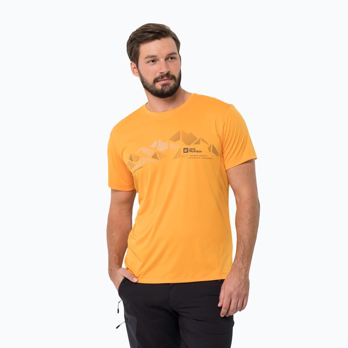 Maglietta da trekking Jack Wolfskin Peak Graphic arancione pop per uomo