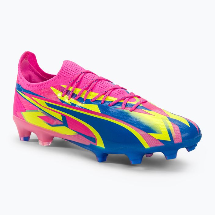 Scarpe da calcio da uomo PUMA Ultra Ultimate Energy FG/AG rosa luminoso/ultra blu/giallo allerta
