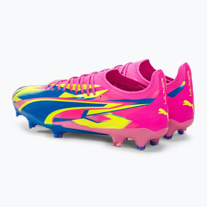 Scarpe da calcio da uomo PUMA Ultra Ultimate Energy FG/AG rosa luminoso/ultra blu/giallo allerta 3