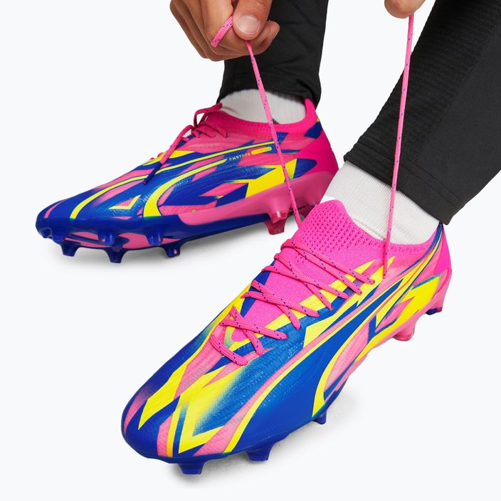 Scarpe da calcio da uomo PUMA Ultra Ultimate Energy FG/AG rosa luminoso/ultra blu/giallo allerta 16