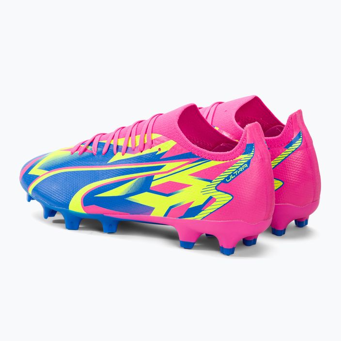 PUMA Ultra Match Energy FG/AG scarpe da calcio da uomo rosa luminoso/giallo allerta/ultra blu 3