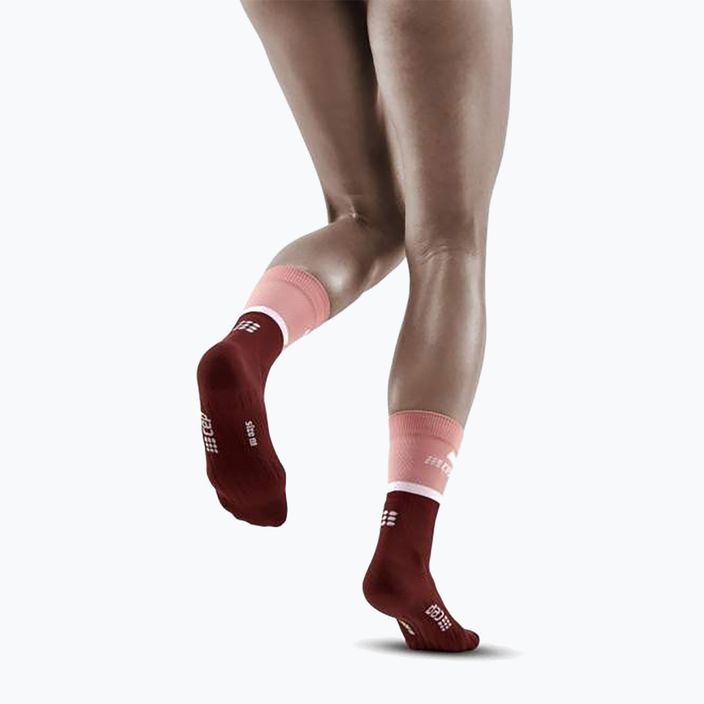 CEP Calze da corsa a compressione da donna 4.0 Mid Cut rosa/rosso scuro 6