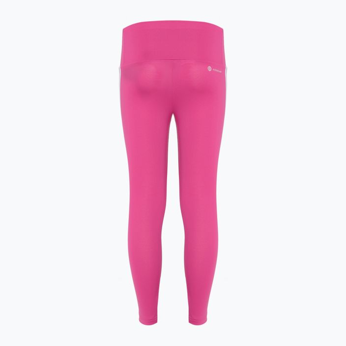 Leggings per bambini adidas Essentials Aerorady 3-Stripes a vita alta semi lucidi fucsia/bianco 2