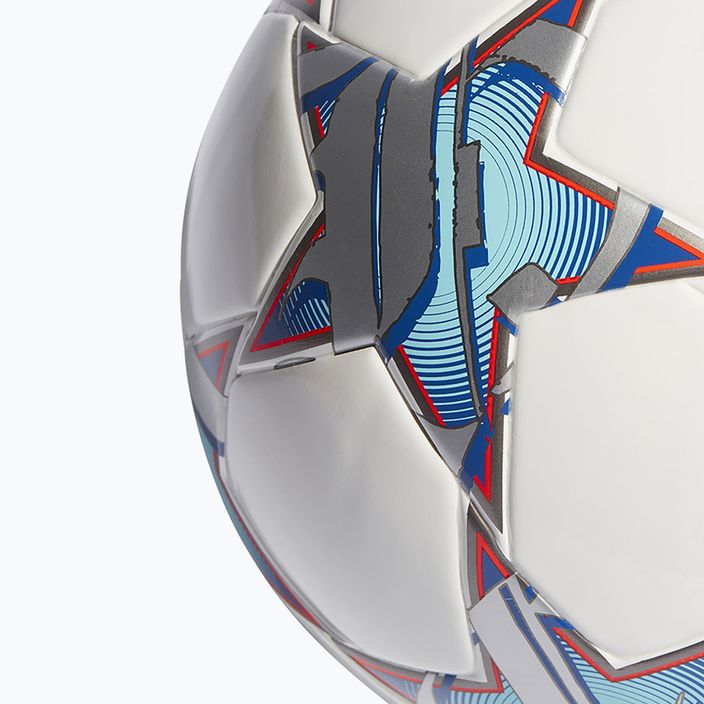 adidas UCL League 23/24 calcio bianco / argento metallico / ciano brillante / blu reale dimensioni 5 3