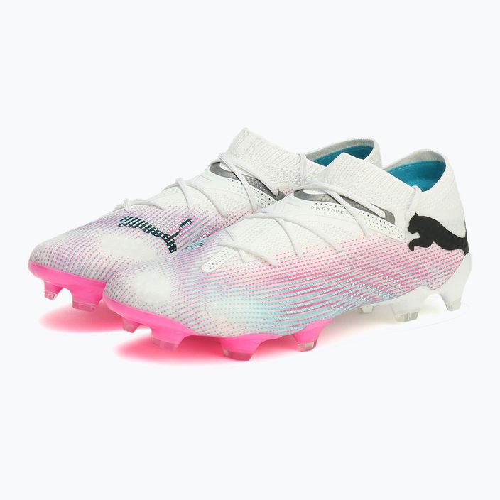 PUMA Future 7 Ultimate Low FG/AG bianco/nero/rosa avvelenata/acqua brillante/nebbia d'argento scarpe da calcio 10