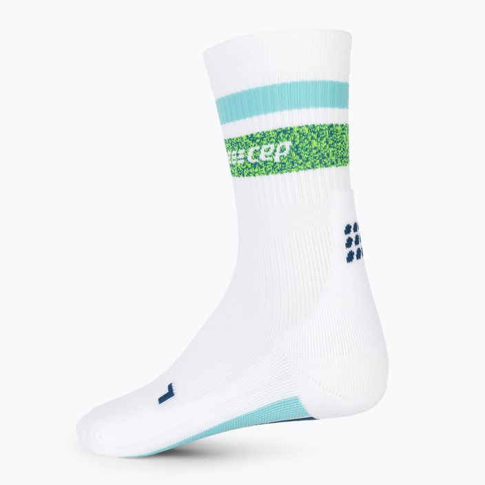 CEP Miami Vibes 80's calzini da corsa a compressione da uomo bianco/verde acqua 4