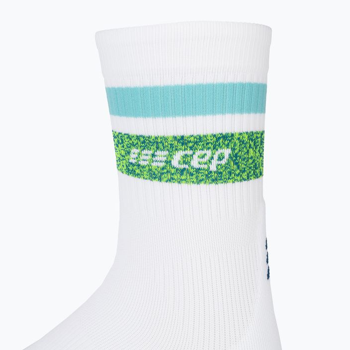 CEP Miami Vibes 80's calzini da corsa a compressione da uomo bianco/verde acqua 5