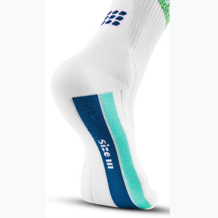 CEP Miami Vibes 80's calzini da corsa a compressione da uomo bianco/verde acqua 6