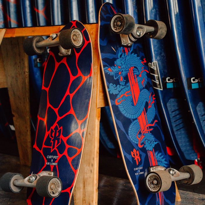 Surfskate skateboard Carver C7 Raw 34" Kai Dragon 2022 Completo blu e rosso C1013011143 9
