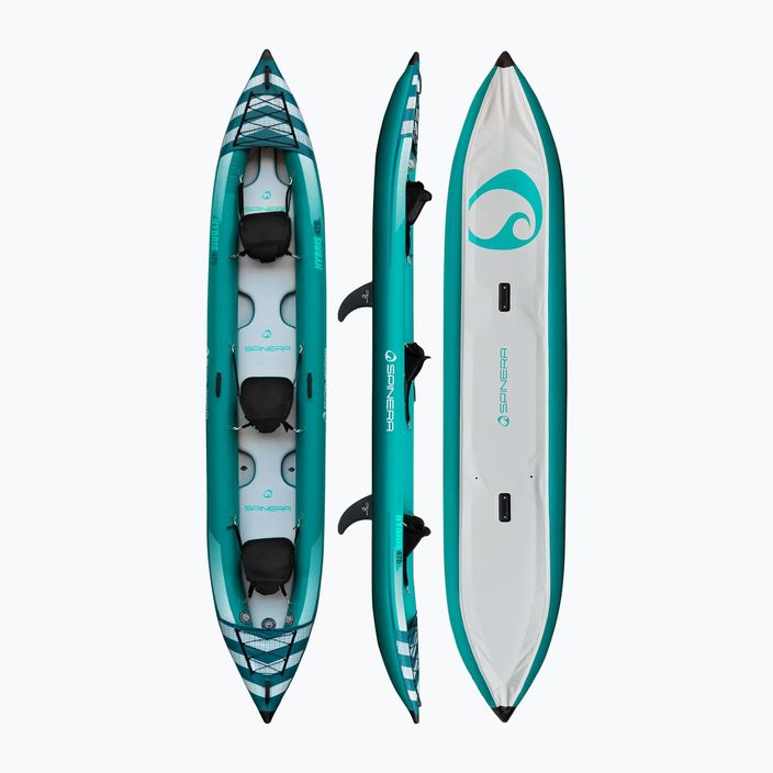 SPINERA Hybris 475 kayak gonfiabile per 3 persone di colore verde acqua/bianco/grigio 2