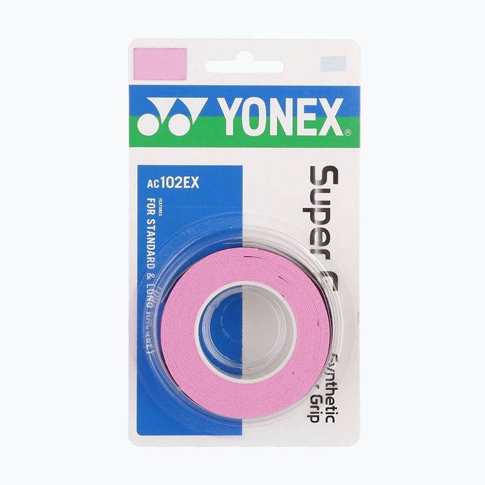 Fasce per racchette da badminton YONEX AC 102 EX 3 pezzi rosa francese