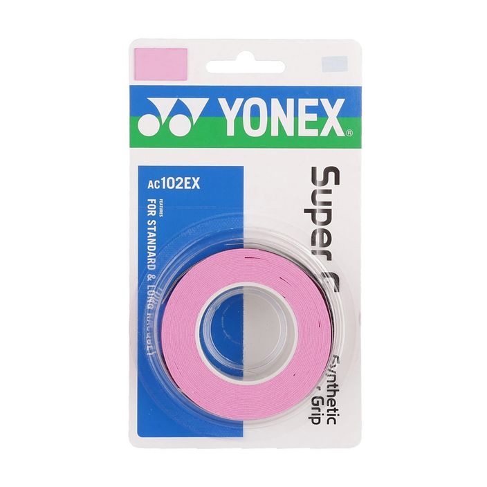 Fasce per racchette da badminton YONEX AC 102 EX 3 pezzi rosa francese 2