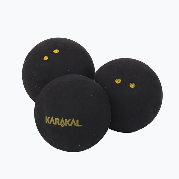 Palline da squash Karakal Elite a doppio punto giallo 12 pz. nero. 2