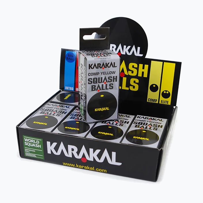 Palline da squash Karakal Comp Yellow Dot 12 pezzi nero. 2