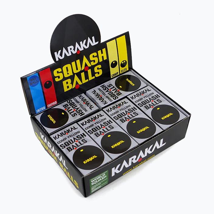 Palline da squash Karakal Comp Yellow Dot 12 pezzi nero. 3