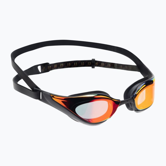 Occhialini da nuoto Speedo Fastskin Pure Focus Mirror nero/grigio freddo/oro fuoco