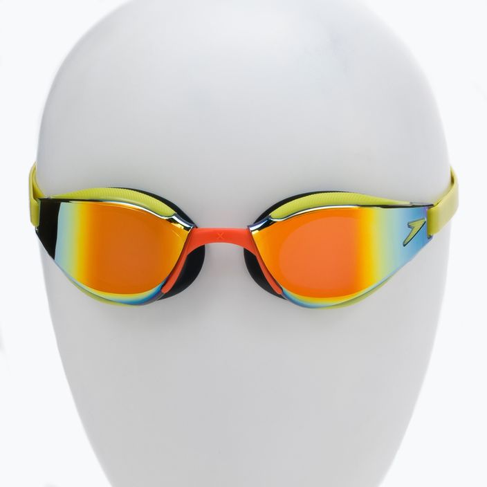 Occhialini da nuoto Speedo Fastskin Hyper Elite Mirror lime atomico/salso/oro arancione 2