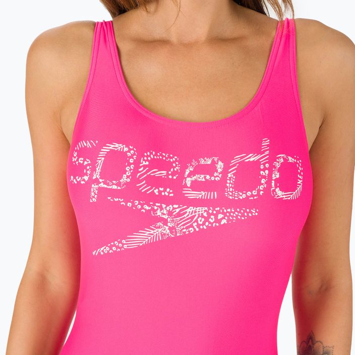 Costume intero donna Speedo Logo Deep U-Back rosa fluo 7